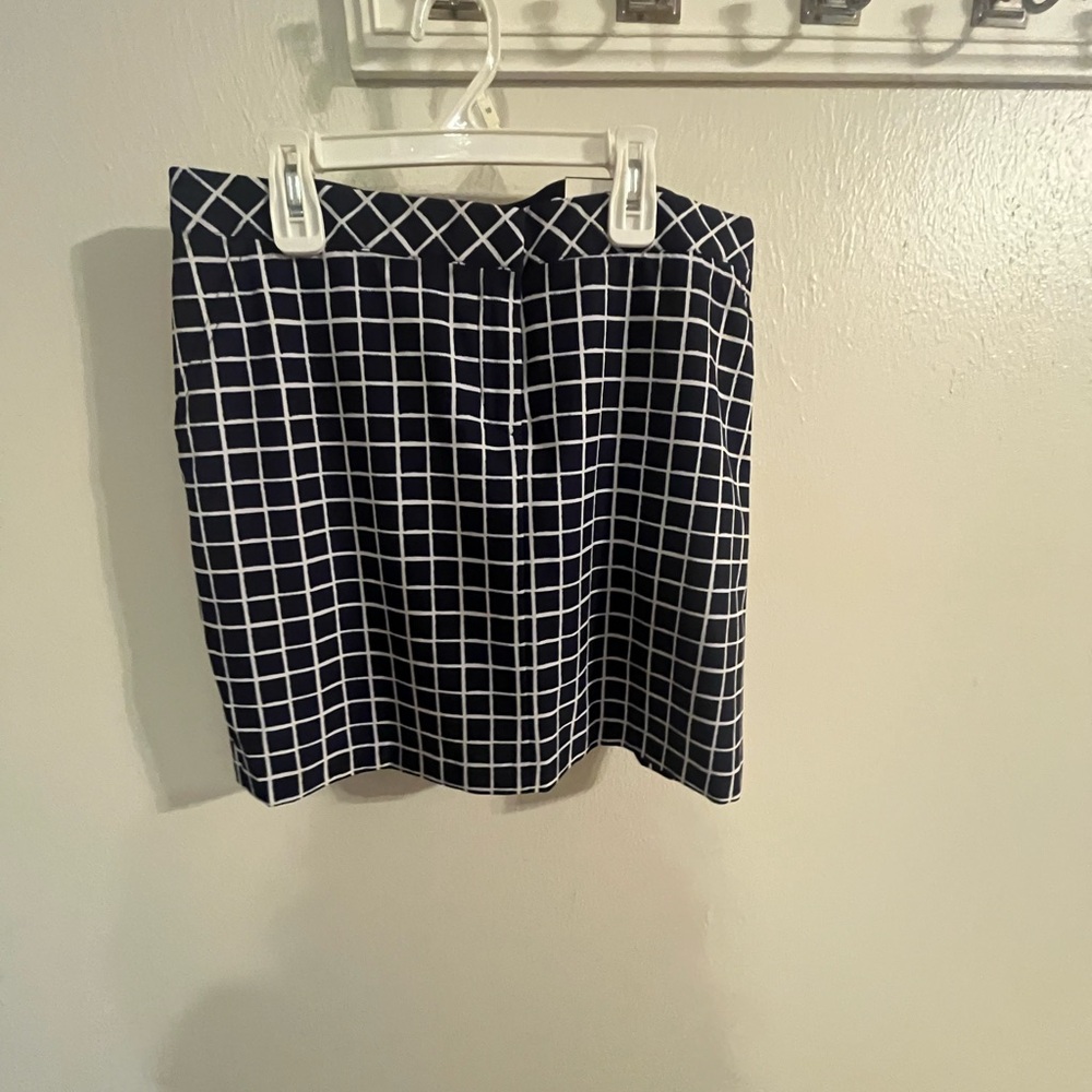 Izod Navy and White Grid Mini Skirt